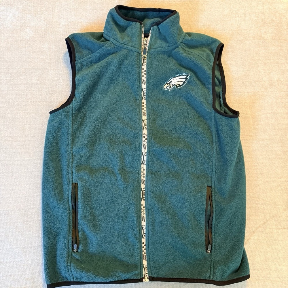 Philadelphia Eagles Fleece Vest Womens Small NFL Team Apparel Full Zip Green